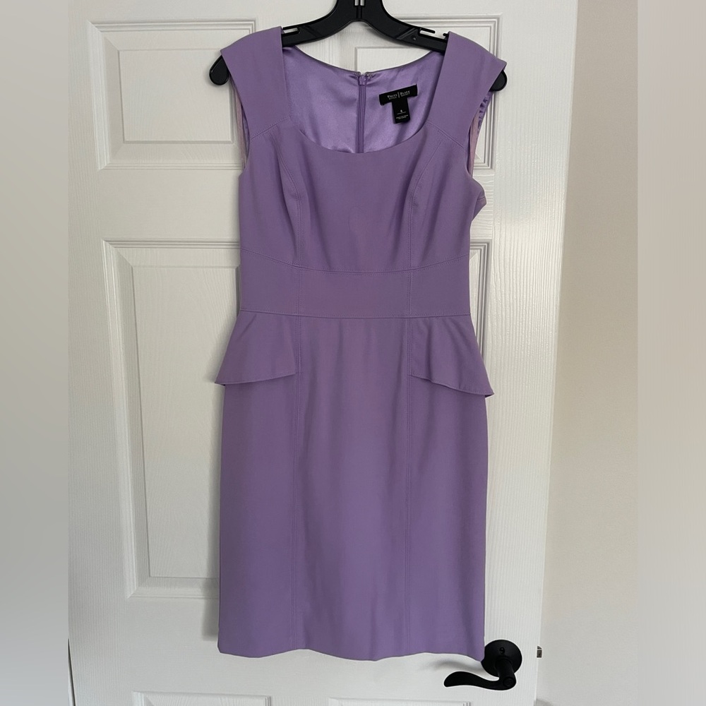 White House Black Market Lavender Peplum Sleeveless Sheath Dress Size 4